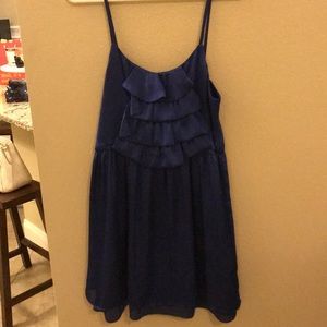 Blue ruffle front dress